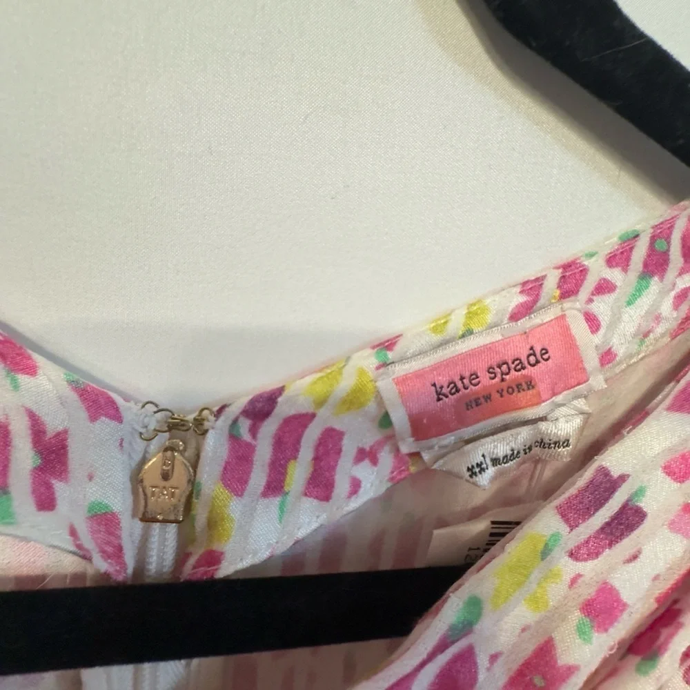 KATE SPADE Marker Floral Devote French Cream Top size XXL Puff Sleeve silky